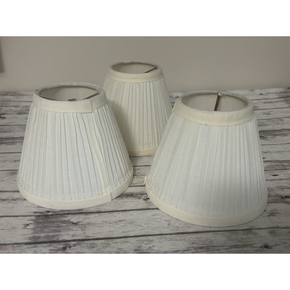Set‎ of 3 White Pleated Clip-On Chandelier Lamp Shades – Classic Empire Style